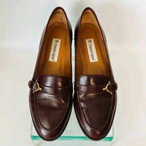 Etienne Aigner Vintage Tracy Genuine Leather Loafers Gold Buckle Accent Size 9M